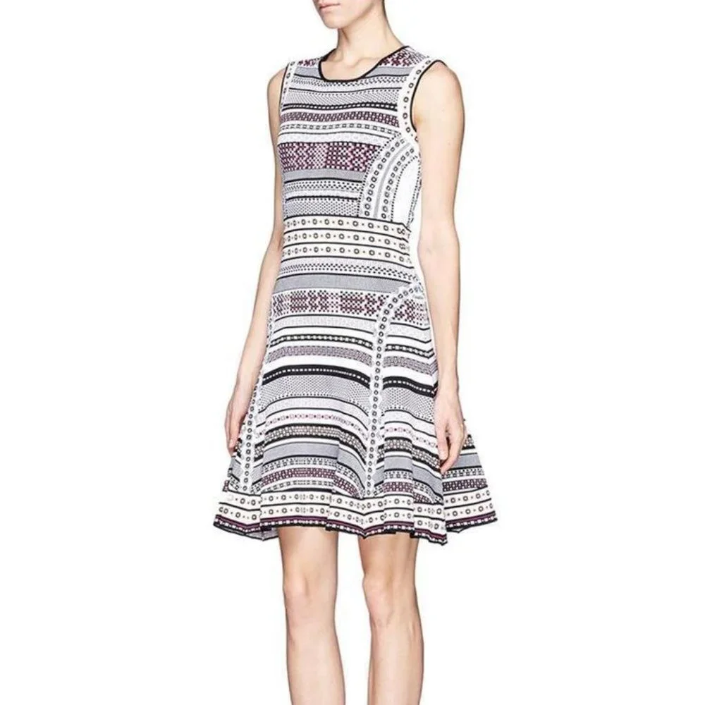 DVF Diane Von Furstenberg ELEANOR Stretch Fit and Flare Dress Banded Dot - Picture 3 of 12